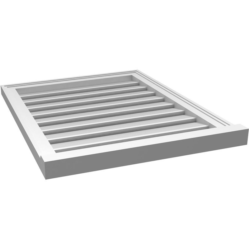 Évent à pignon fonctionnel en uréthane rectangulaire à fixation en surface, brun clair apprêté, H 30 po x l 24 po x P 2 po