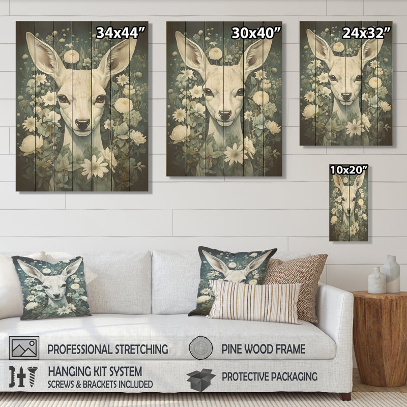 Forest Guardian Deer - Animal cerf sur bois, H 40 po x l 30 po