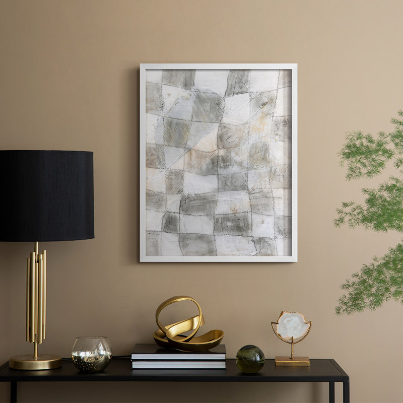 «Rustic Textile I», reproduction encadrée - bois massif, H 30 po x l 24 po, Blanc