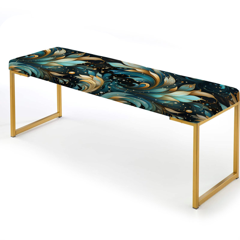 Celestial Whirls Paisley Pattern - Paisley Upholstered Gold Bench