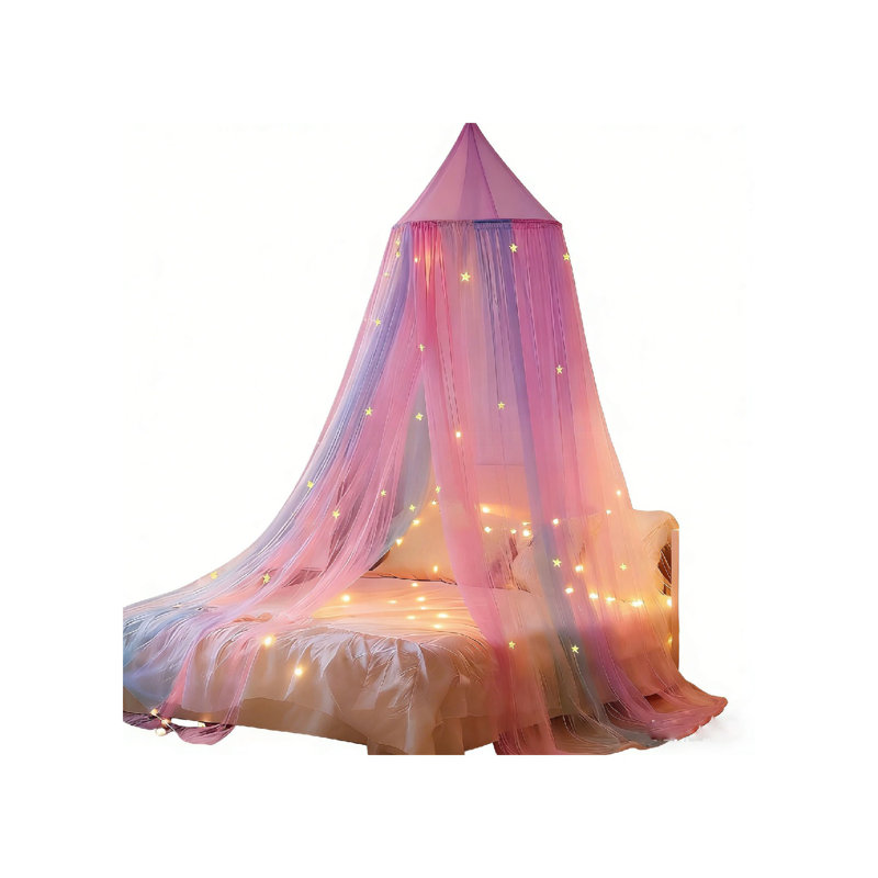 Rainbow X-Large Princess Canopy Hanging Netting Bedroom Decor (Stars Rainbow)