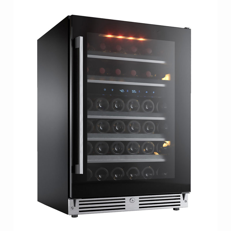 46 Bottle and 30 Can Dual Zone Built-In Wine Refrigerator, Left Handed