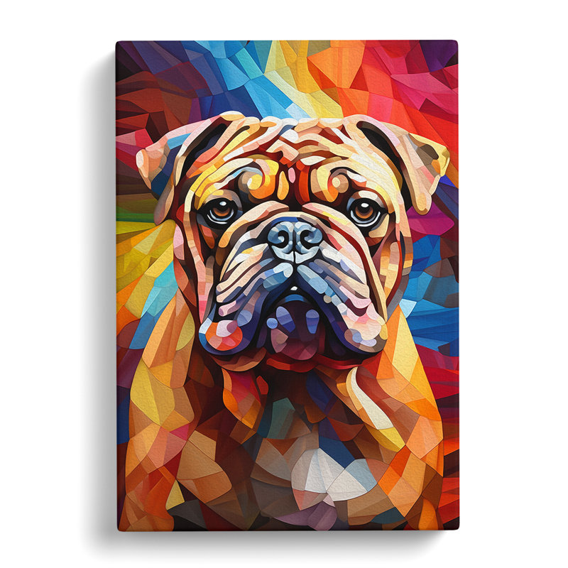 British Bulldog Orphism - Print on Canvas, 50cm H x 35cm W x 3cm D
