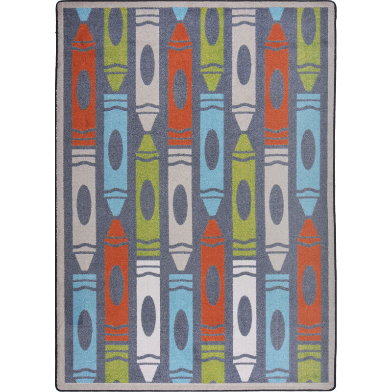 Tapis à motif de crayons géants Playful, Rectangle 3 pi 10 po x 5 pi 4 po