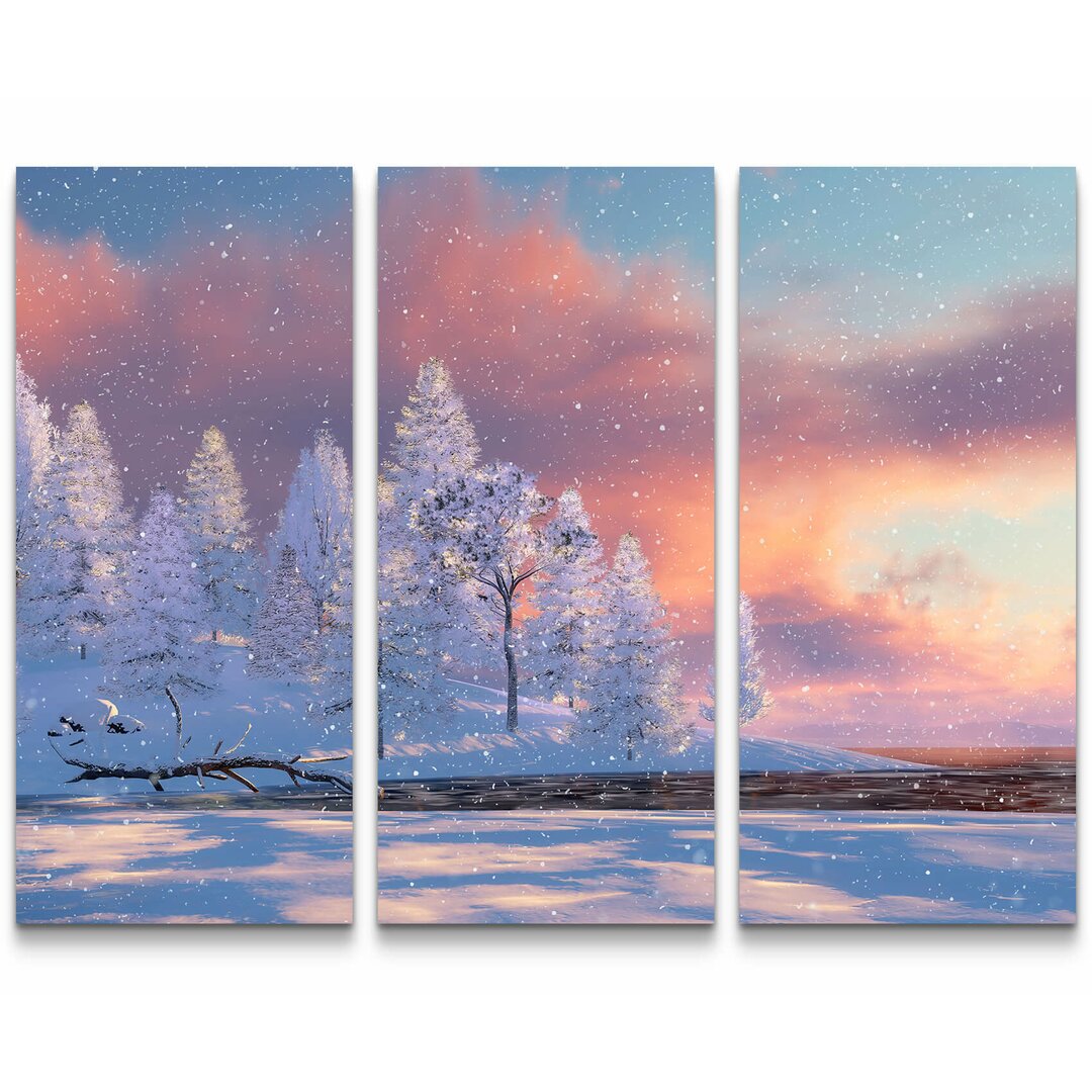 3-tlg. Leinwandbilder-Set Winterlandschaft