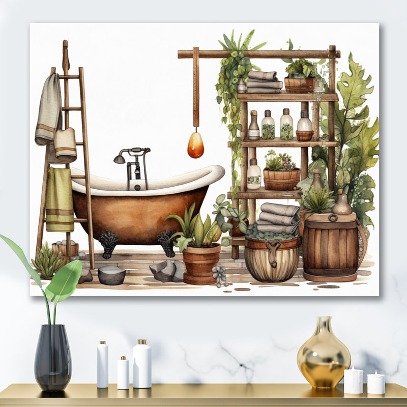 "Natural Bathroom Decor XXII", reproduction sur toile, H 24 po x l 32 po, Toile tendue