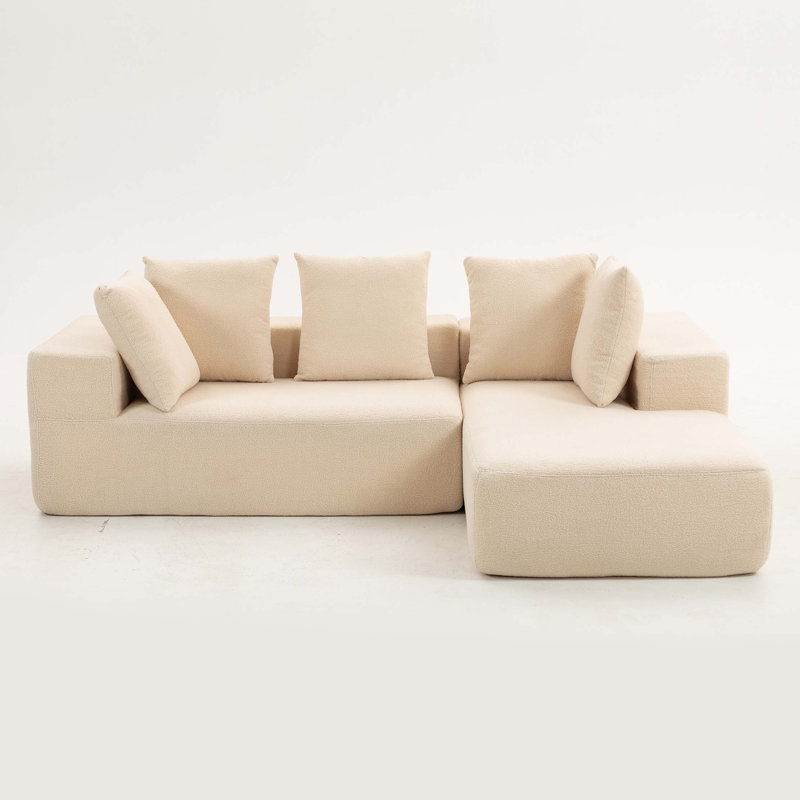 Ensemble de canapé moderne modulaire en mousse avec 5 coussins décoratifs modulaires, revêtement doux, canapé modulaire en forme de L pour le salon, 96,46 po x 72,83 po x 23,03 po