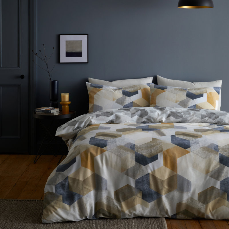 Hexagon Geometric Duvet Cover Set With Pillowcases, 220 x 230 cm - 2 Standard Pillowcases