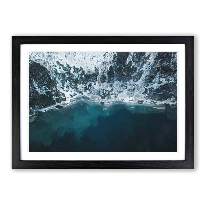 Winter Forest by a Lake in Germany in Abstract - Framed Print, 40cm H x 60cm W x 2cm D, Black