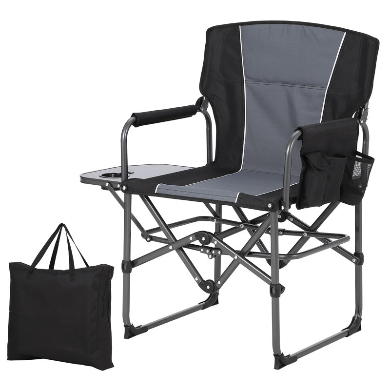Chaise de metteur en scÃ¨ne pliante surdimensionnÃ©e, capacitÃ© de 180 kg, siÃ¨ge de camping extra-large avec table d'appoint et poche de rangement pour adultes