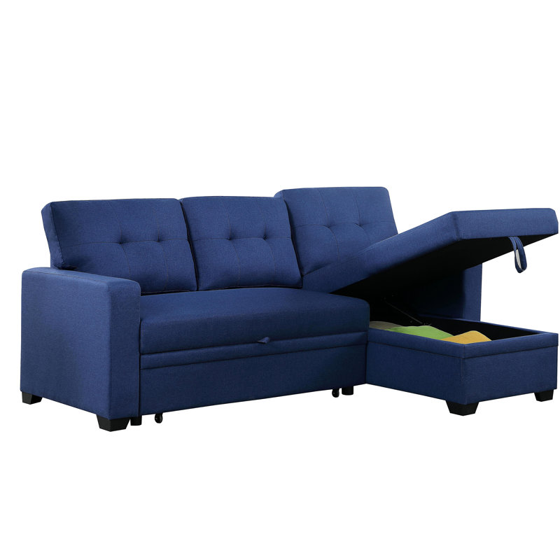 Upholstered Pull out Sectional Sofa with Chaise