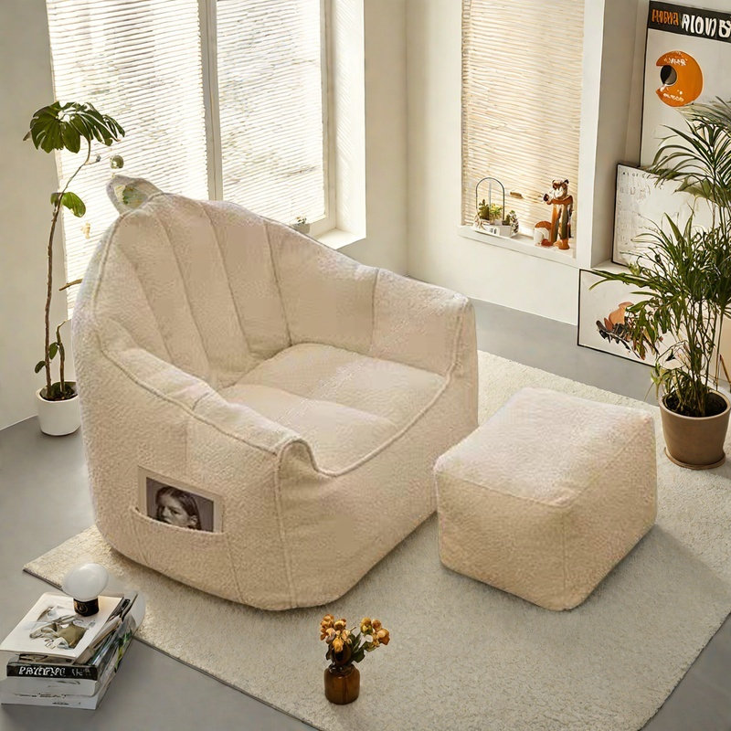 Canapé à billes paresseux et minimaliste, H 25,19 po x l 37,79 po x P 33,07 po, Polyester beige