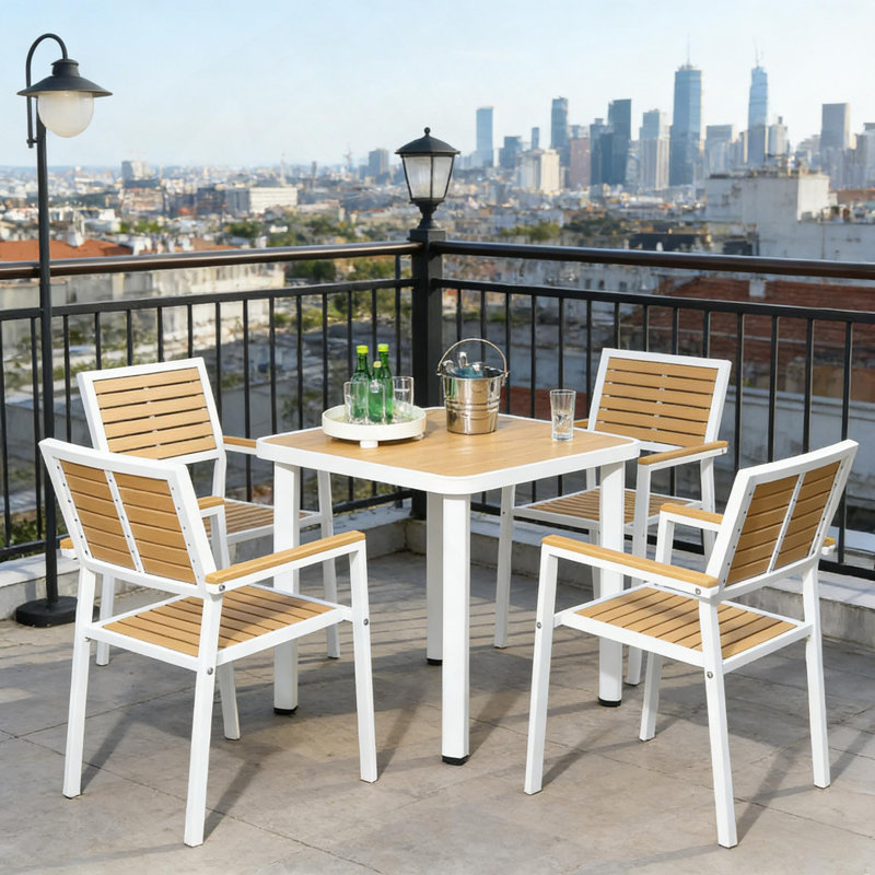 Ensemble de mobilier de salle à manger d'extérieur, table de patio 5 pièces et chaises
