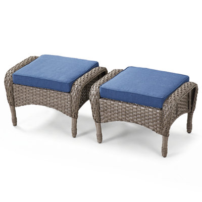 Gaetanino Wicker Outdoor Ottoman with Cushion