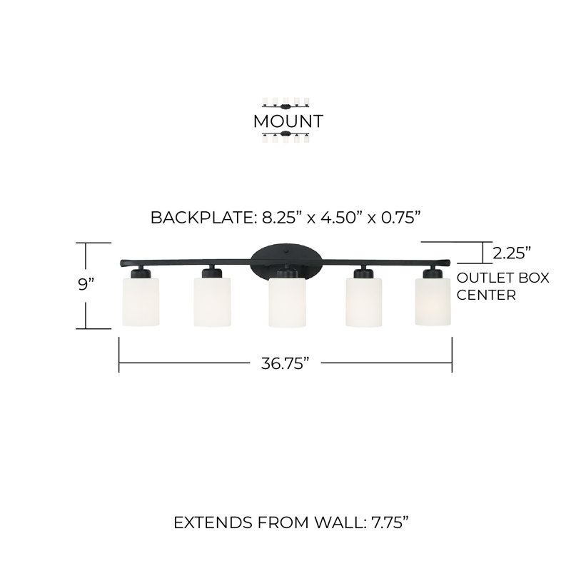 Dixon Dimmable Vanity Light, Matte Black, 5
