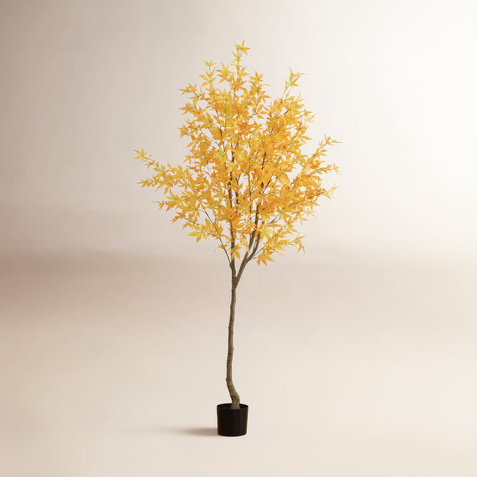 Apeton 84'' Faux Maple Tree in Pot, Yellow
