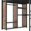 Queen Size Loft Bed Frame With Built-In Wardrobe, Metal Loft Bed With Desk And Storage Shelves-304646689