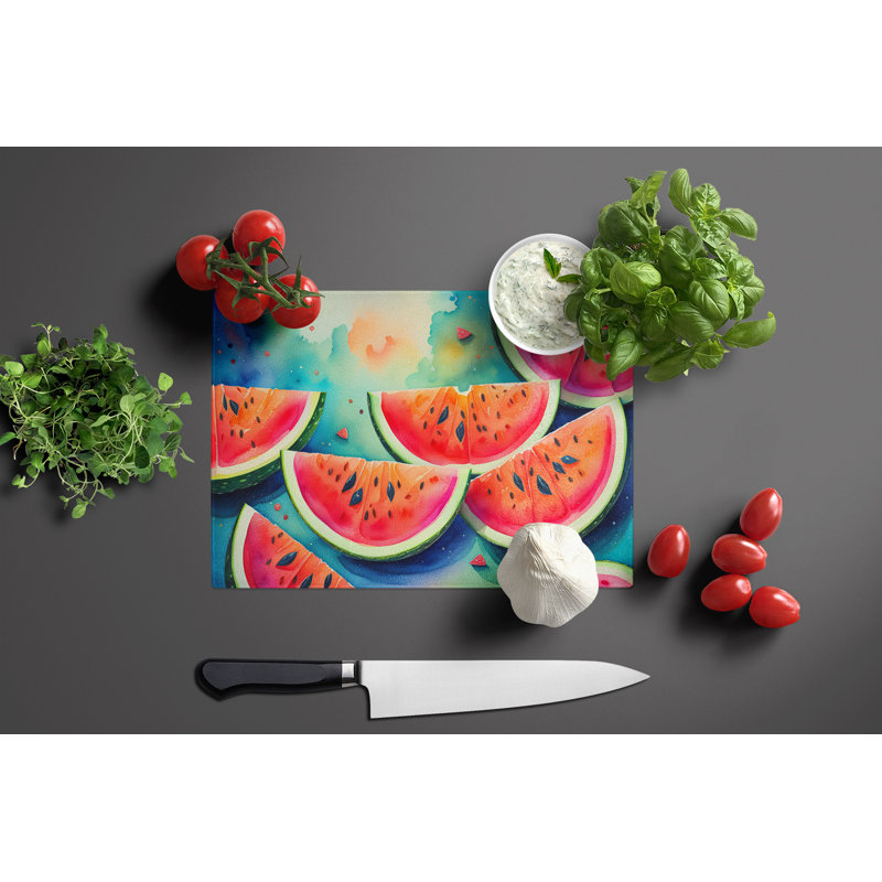 Colourful Watermelons Glass Cutting Board Large