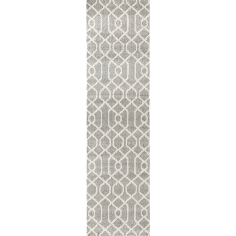 Tapis argenté / crème Pullins, Tapis de couloir 2 pi x 7 pi 3 po
