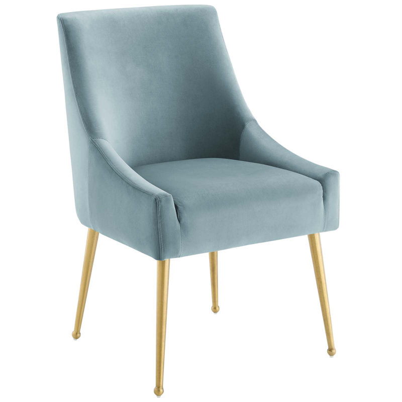 Chaise en velours argenté Orchid Allison, Bleu clair
