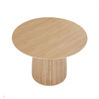 Round Dining Table Modern Wood Kitchen Table 47.24" Circular Tabletop For Leisure Coffee Table