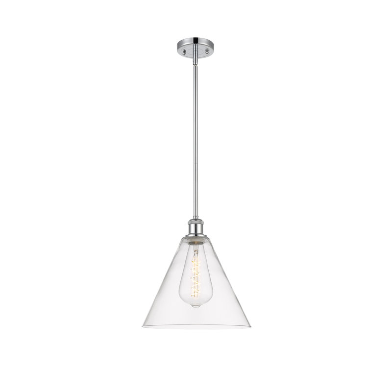Luminaire suspendu en forme de globe à 1 lumière Hamal, Transparent, Chrome poli, Ampoule non incluse