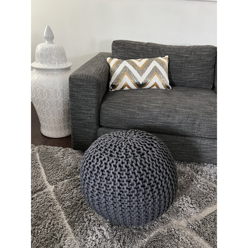 Verica Upholstered Pouf, Dark Gray