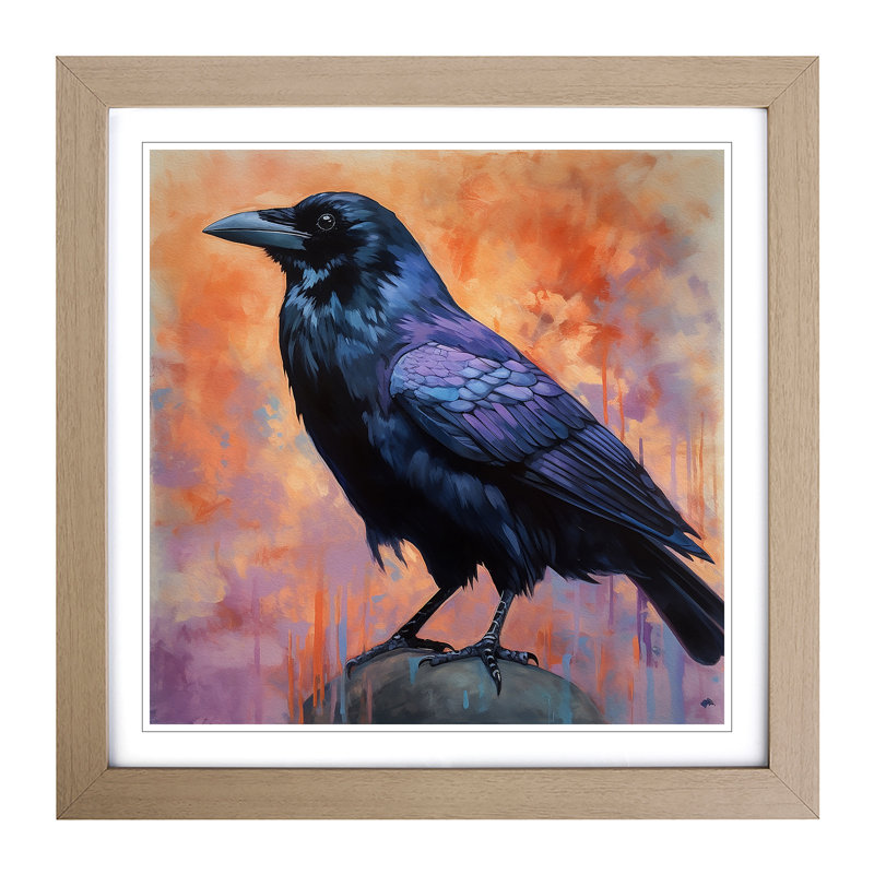 Raven Colour Field No.1 - Framed Print, Oak