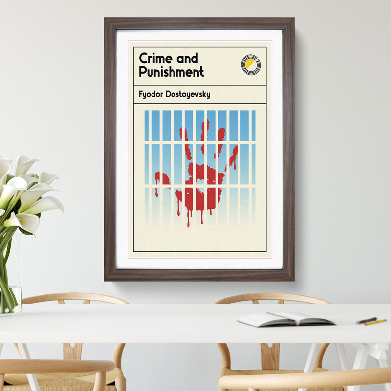 Book Cover Crime and Punishment Fyodor Dostoyevsky - Picture Frame Graphic Art, 90cm H x 65cm W x 2cm D, Walnut