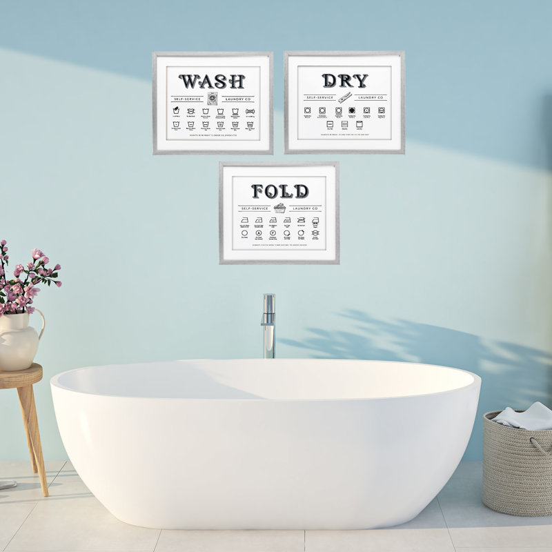 «Wash Dry Fold», Cadre de ferme gris, H 13 po x l 48 po