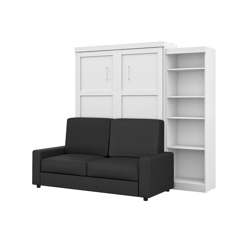 Arlex Bed with Sofa and Shelving Unit, White/Gray, Full