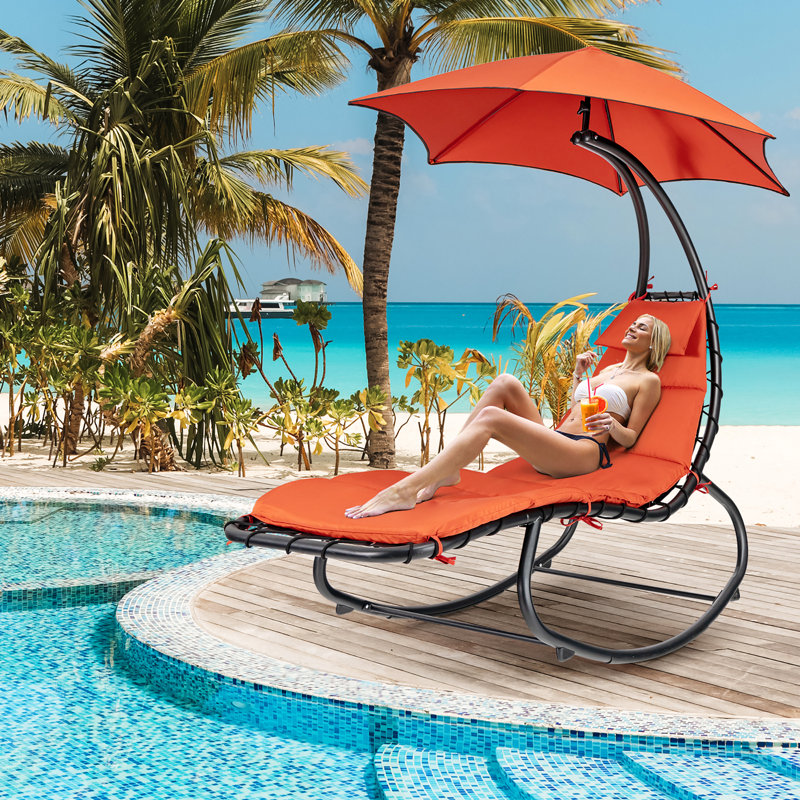 Chaise longue suspendue Jean-Mary avec support, Orange