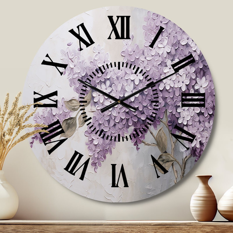 Magnifique horloge murale Lilacs Dreamscape, Médium