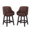 Chela Upholstered Button-Tufted Barstool with Solid Wood Frame-891682757