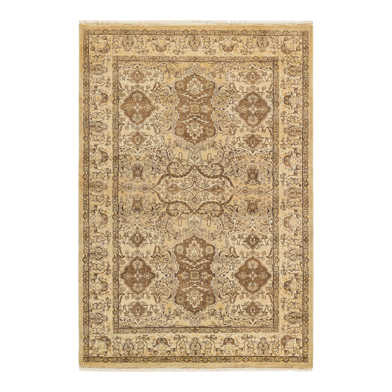 Tapis unique en laine noué à la main 4 pi 3 po x 6 pi 3 po nouvel âge Keenan