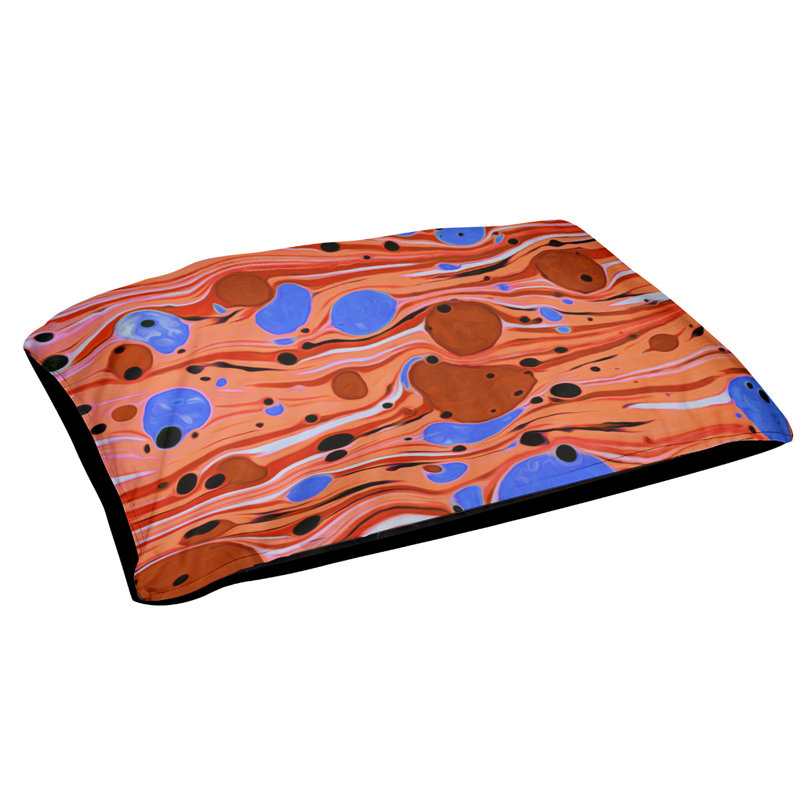 Coussin décoratif tourbillons, Moyen (L 30 po x l 40 po), Orange/bleu, Utilisation intérieure / extérieure
