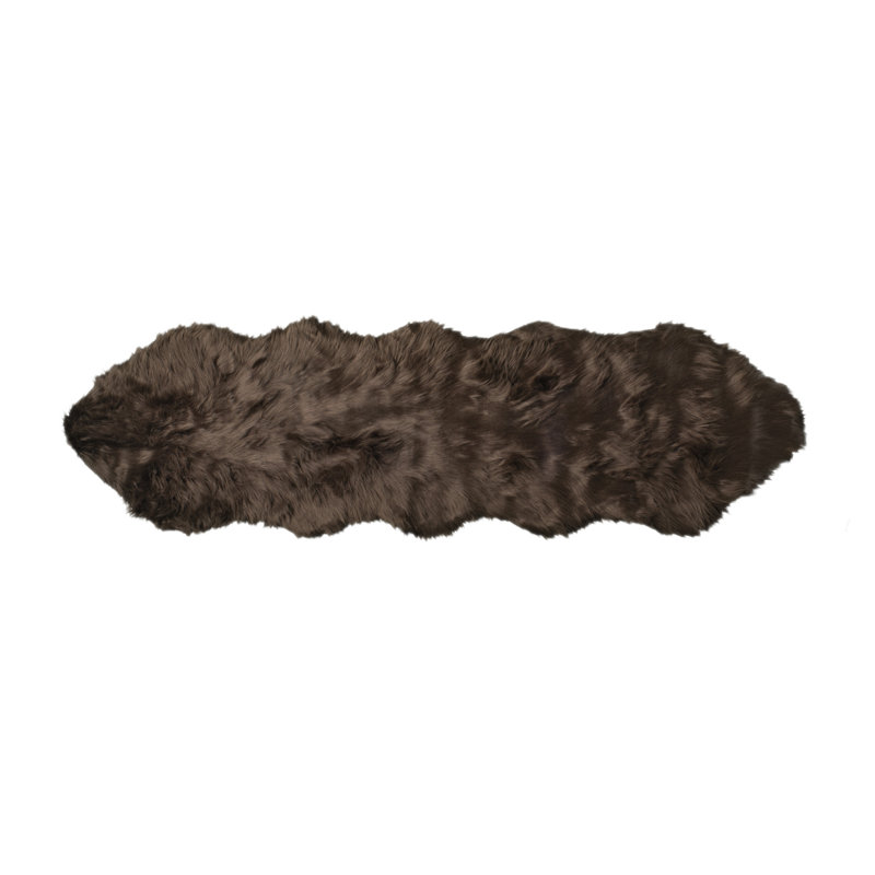 Tapis antidérapant lavable en fausse fourrure chocolat 2 pi x 6 pi