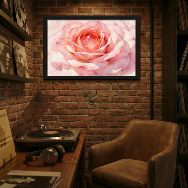 «Plants & Flowers Soft Rose Rose», reproduction d'art à l'aquarelle, H 12 po x l 18 po