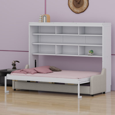 Lit escamotable avec canapé-lit escamotable Murphy, tablettes de rangement intégrées et éclairage DEL