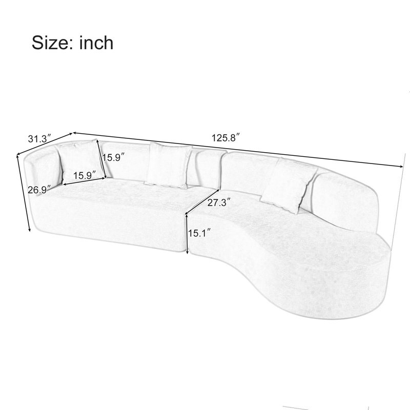 Modern Large 2-Piece Sectional Sofa with Multiple Features for Comfortable Living, Beige