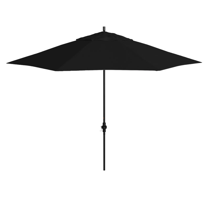 Parasol de patio 11 pieds avec manivelle en aluminium en oléfine, Noir