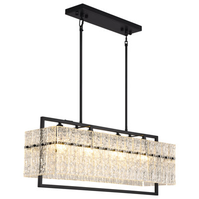 Modern Rectangle Black Crystal Chandeliers
