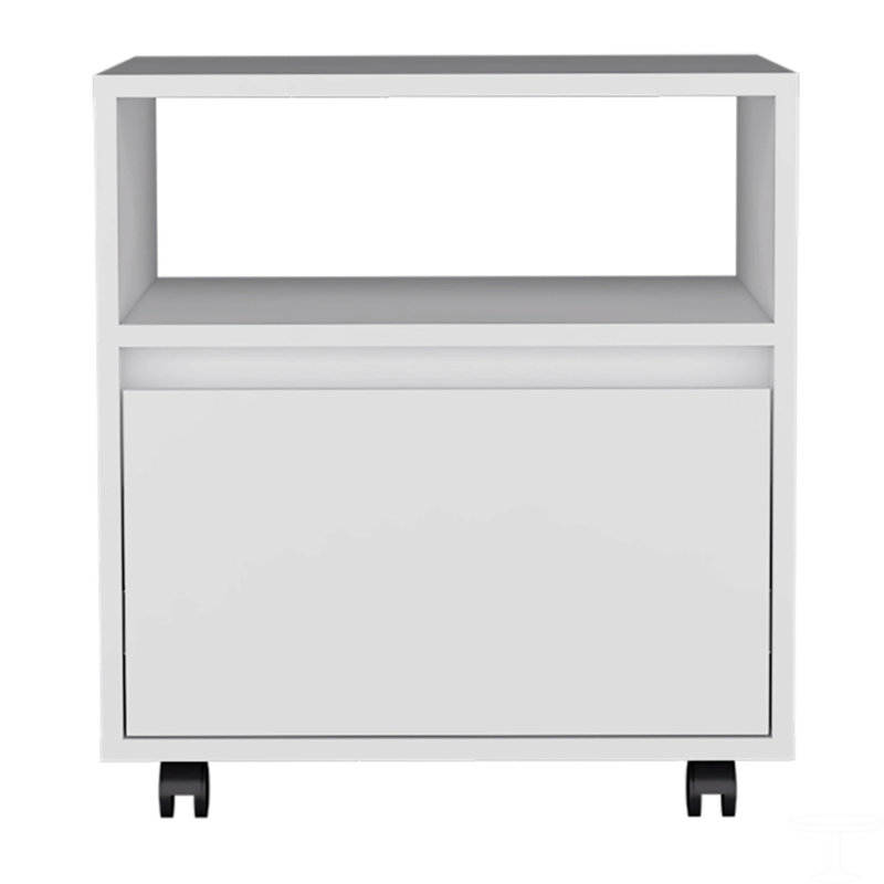 Table de chevet, table de bout, roulettes de table d'appoint, tiroir simple, Blanc