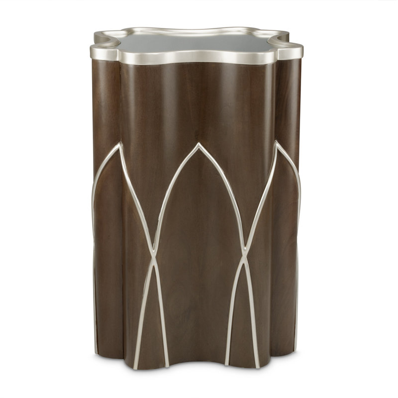Villa Cherie End Table, Chrome/Hazelnut