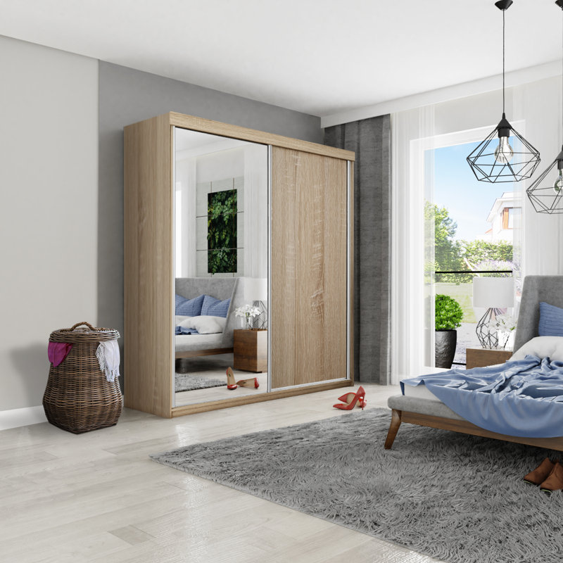 Modern 2 Door Sliding Wardrobe, Natural