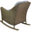 Chaise berçante d'extérieur en osier avec coussins