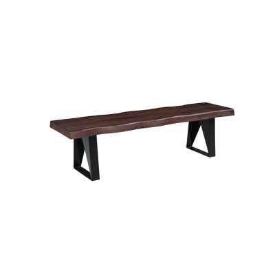 Banc de salle à manger Chaliyah Wave en bois massif d'acacia, 173 cm (68 po), brun foncé