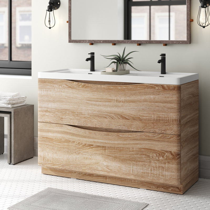 Ensemble de meuble-lavabo double 48 po Firkins, Chêne blanc