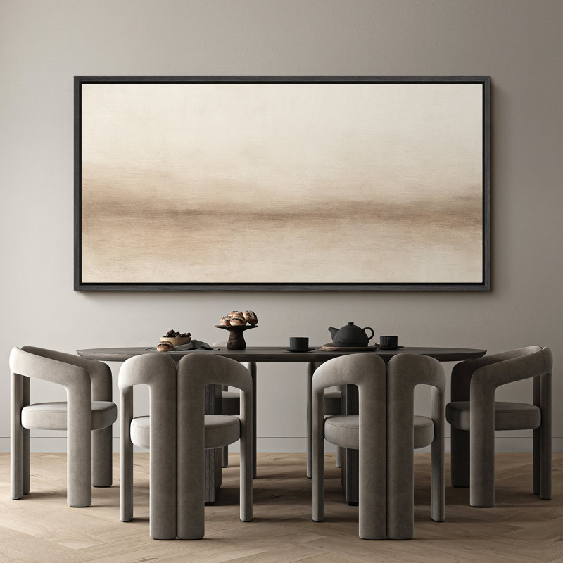 Grande impression sur toile encadrée, impression de paysage abstrait beige pour décor neutre moderne, Noir, H 30 po x l 60 po