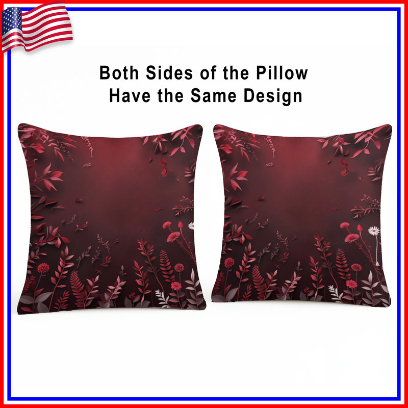 Coussin Red Leaves, 14 X 14 pouces